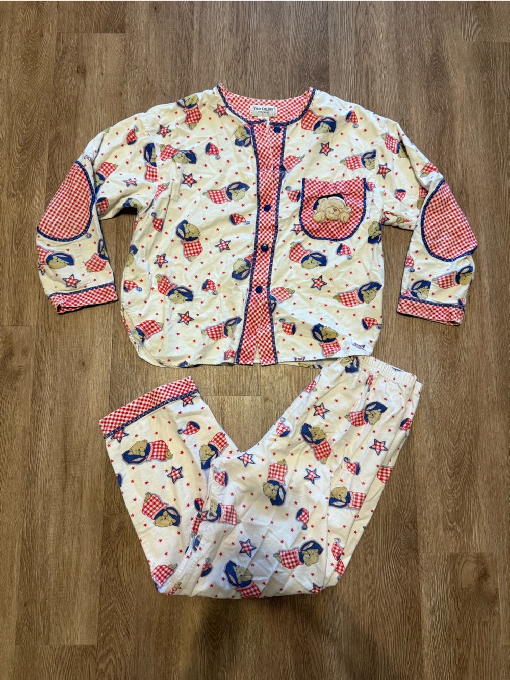 Vintage 80’s/90’s True Colors Sleepwear 100% Cotton Teddy Bear PJ Set - Small
